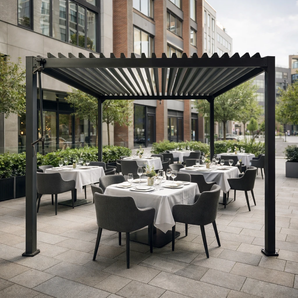 Pergola ogrodowa z regulacją dachu