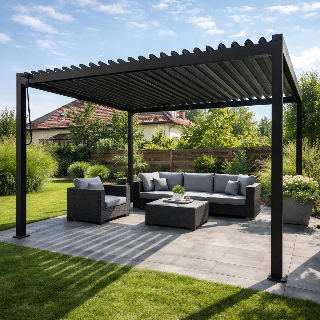 Pergola ogrodowa z regulacją dachu
