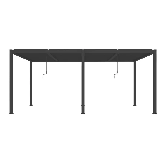 Ogrodowa pergola 580 x 300 x 250 cm aluminiowa L, czarna, manualny dach, oświetlenie LED