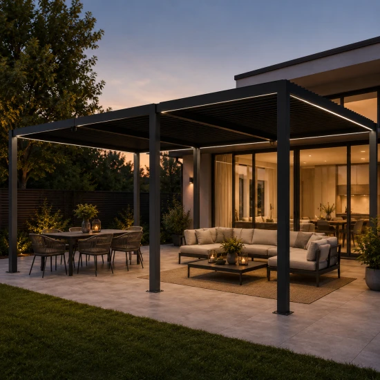 Pergola ogrodowa manualna 5,8x4m Velaro czarna