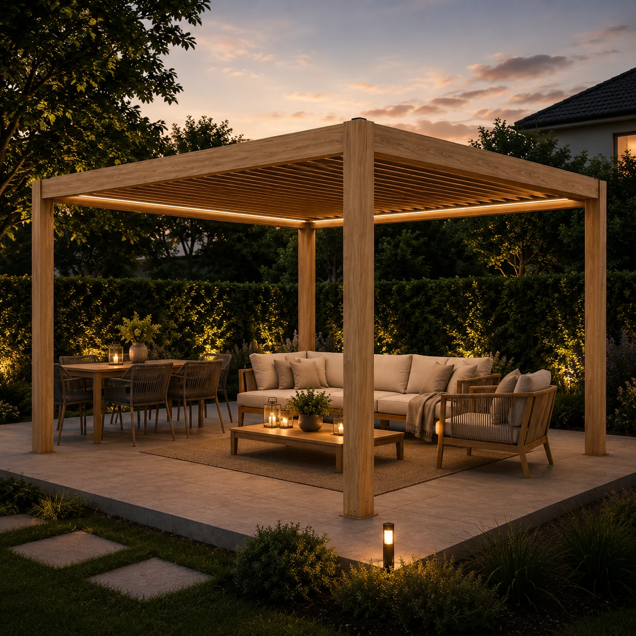 Pergola ogrodowa z regulacją dachu