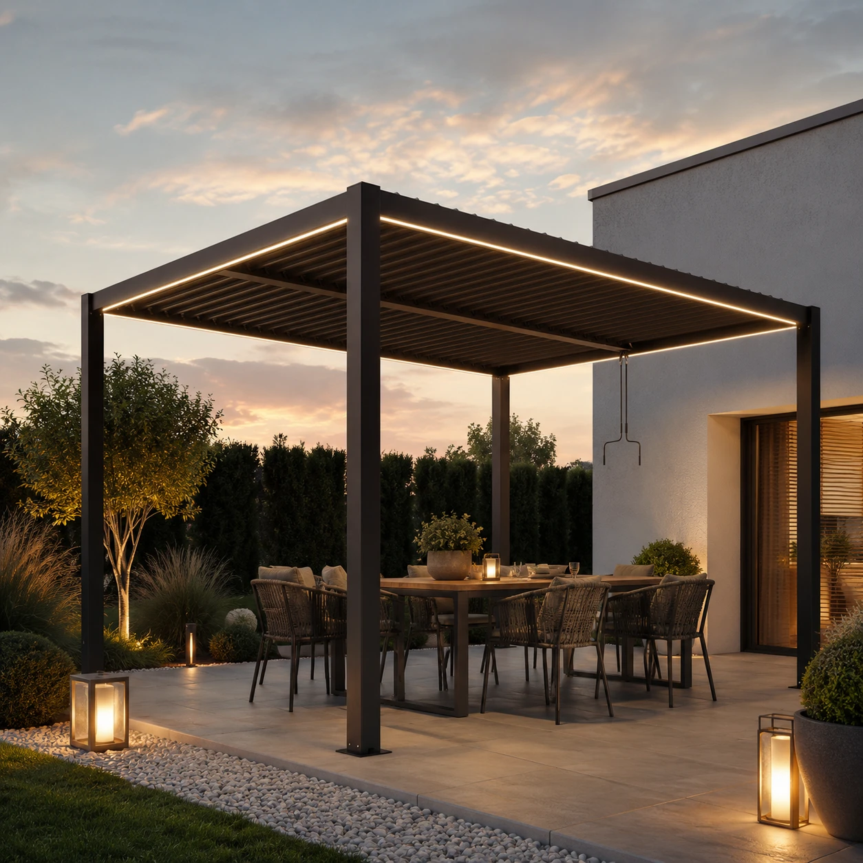 Pergola ogrodowa z regulacją dachu