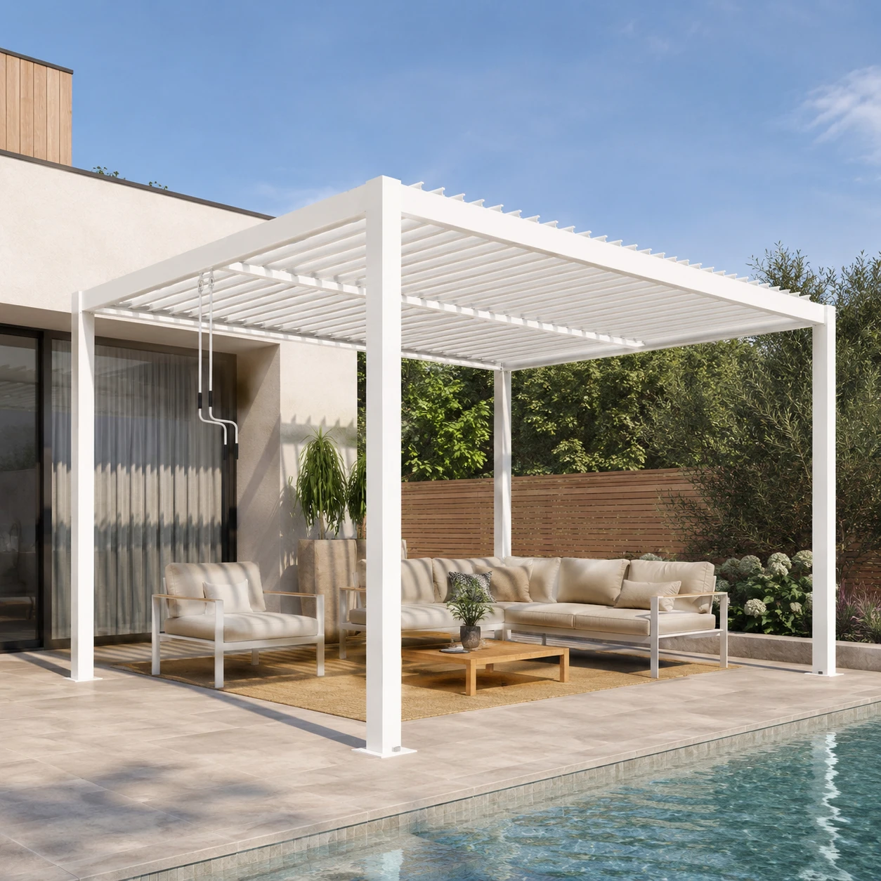 Pergola ogrodowa z regulacją dachu
