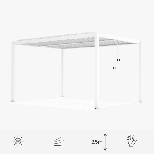 Ogrodowa pergola 3 x 4 x 2,5 m aluminiowa VELARO biała, manualny dach, oświetlenie LED.png