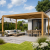 Ogrodowa pergola 5,8 x 3 x 2,3m aluminiowa VELARO kolor drewna, manualny dach, oświetlenie LED