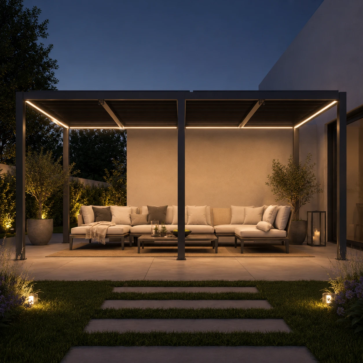 Pergola ogrodowa z regulacją dachu