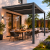Przyścienna pergola 4 x 4 x 2,5m aluminiowa czarna, manualny dach, oświetlenie LED