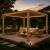 Ogrodowa pergola 400 x 400 x 250 cm aluminiowa L, kolor drewna, manualny dach, oświetlenie LED
